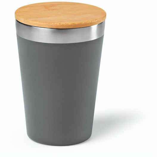 Don Reisebecher recy.Edelstahl mit Bambusdeckel, 400 ml. Doppelwandig (Bild 1)