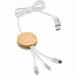 Feynman 5-in-1 Kabel aus Bambus und rPET. Mit hinterleuchtetem Logo