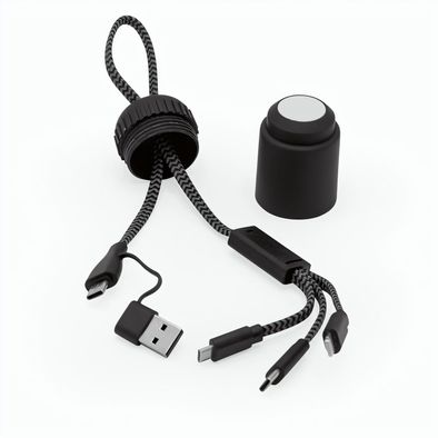 Produktabbildung Versacord 5-in-1 Kabel rPET. rABS-Röhre zur Aufbewahrung der Kabel Versacord 5-in-1 Kabel rPET. rABS-Röhre zur Aufbewahrung der Kabel
