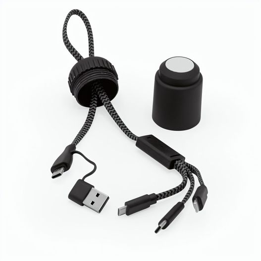 Produktabbildung Versacord 5-in-1-Kabel aus rPET. Gehäuse aus rABS. Schnellladefunktion Versacord 5-in-1-Kabel aus rPET. Gehäuse aus rABS. Schnellladefunktion (Bild 1)