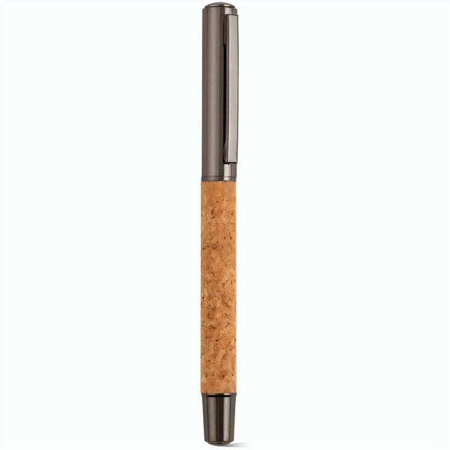 Faulkner Kugelschreiber.Kork und recy.Edelstahl. Blaue Dokumental®-Tinte
