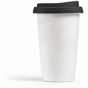 Tagus Reisebecher aus Keramik, 330 ml. Doppelwandig mit farbigem Deckel