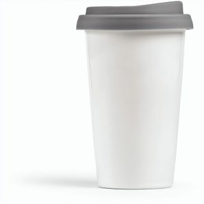 Tagus Reisebecher aus Keramik, 330 ml. Doppelwandig mit farbigem Deckel