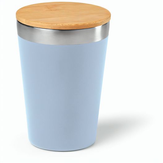 Don Reisebecher recy.Edelstahl mit Bambusdeckel, 400 ml. Doppelwandig (Bild 1)
